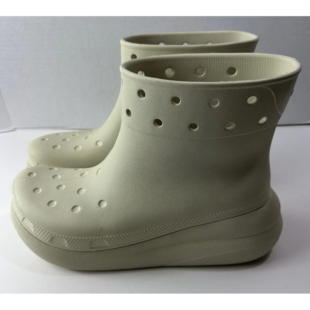 CROCS Classic Crush Rain Boots BONE Cream Mens Size 11 Waterproof Platform Shoes
